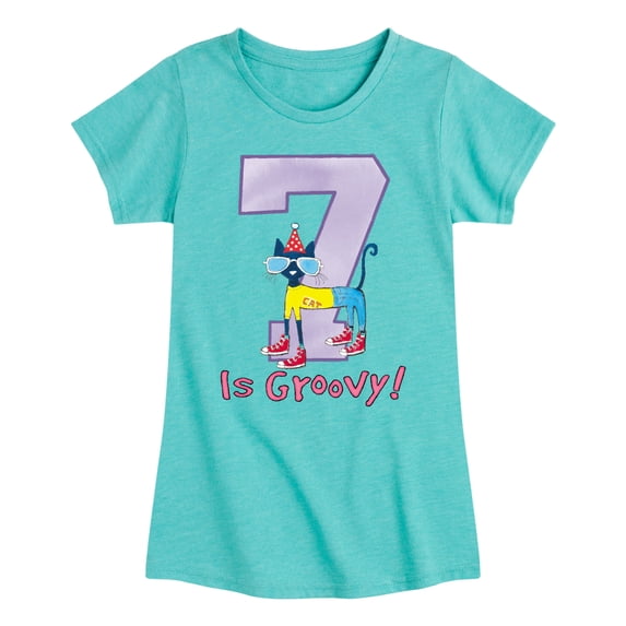 Pete the Cat - Happy 7th Birthday - Toddler And Youth Girls Short Sleeve Graphic T-Shirt