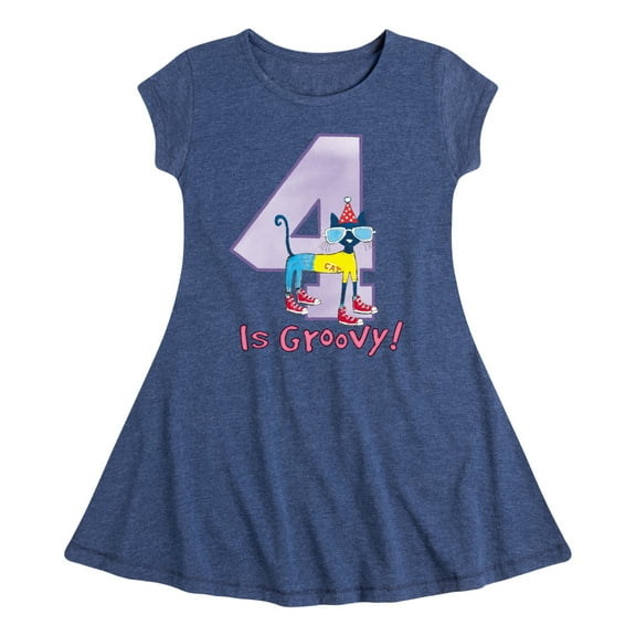 Pete the Cat - Happy 4th Birthday - Toddler And Youth Girls Fit And Flare Dress