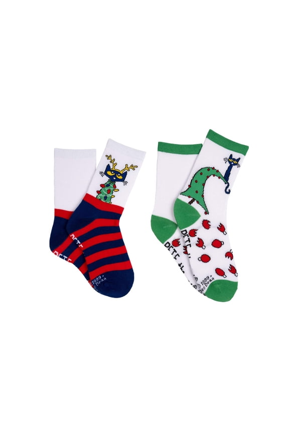 Kids Christmas 2 Pair Pack Crew Socks