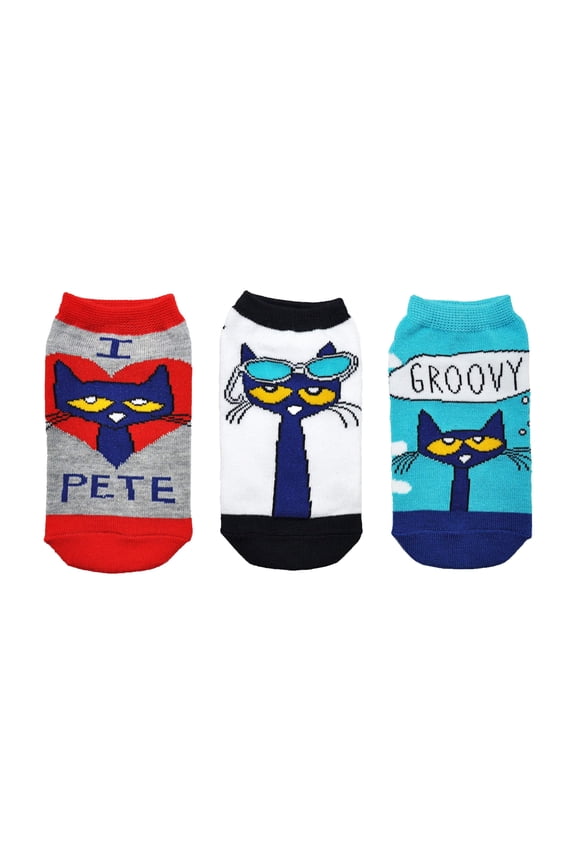 Kids I Heart Pete 3 Pair Pack of Lowcut Socks