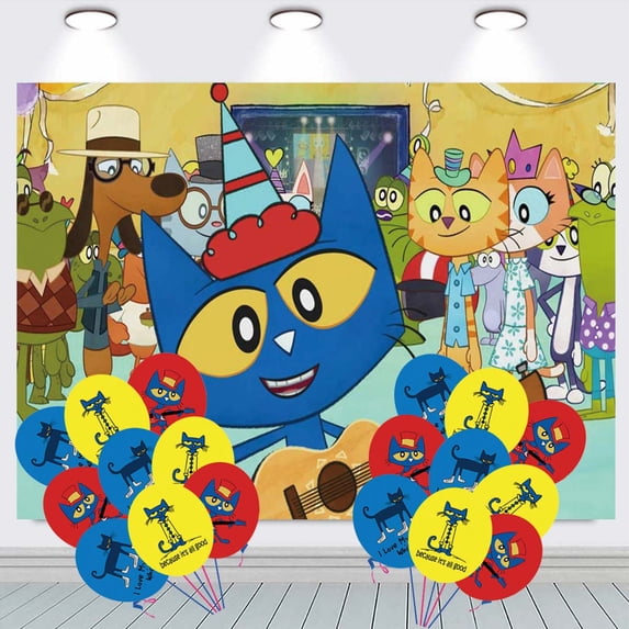 Pete the Cat Party Decorations Backdrop Banner Balloons Taspestry Wall Decor Background Poster Decor Supplies