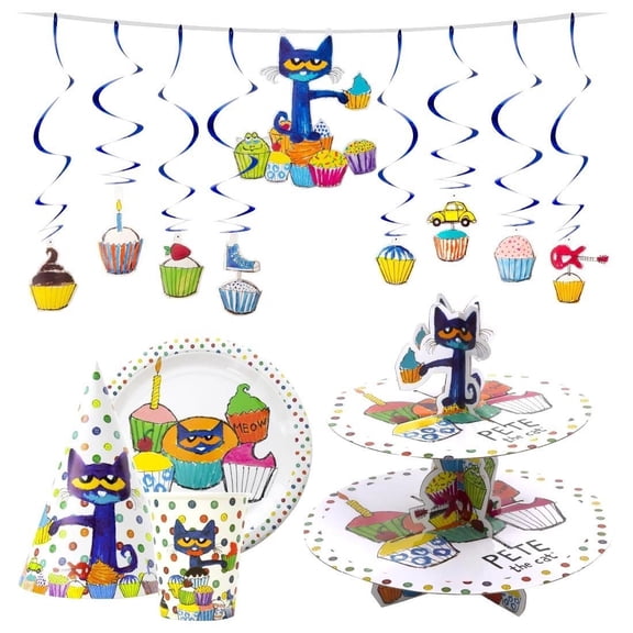 Pete the Cat Party in a Box! Birthday Decorations Supplies Kit Mighty Mojo