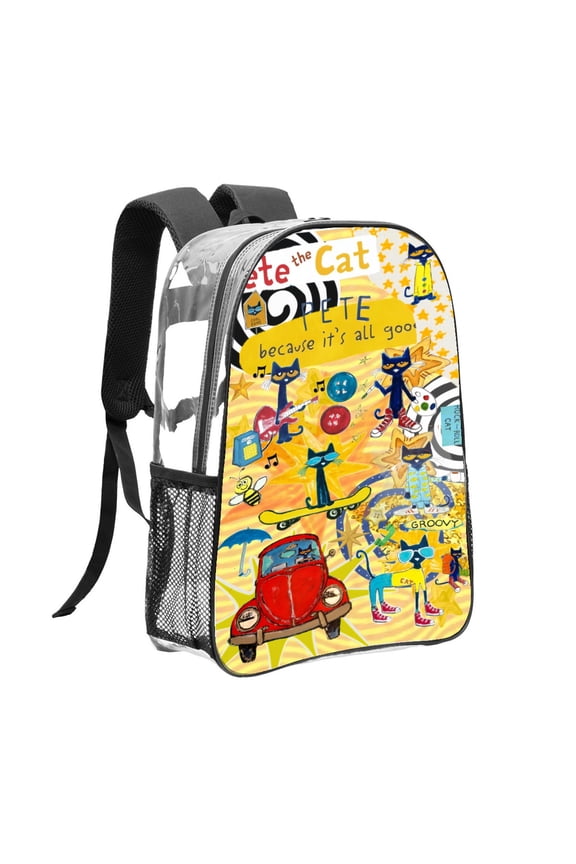 Pete the Cat Pattern Transparent Backpack Lightweight And fashionable Showcasing Personality And Leading The Trend