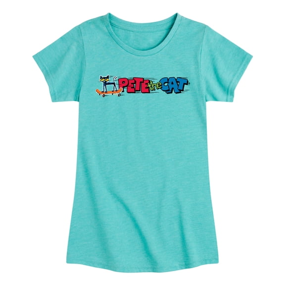 Pete the Cat - Ptc Skateboard - Youth Girls Fitted Short Sleeve T-Shirt