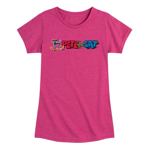 Pete the Cat - Ptc Skateboard - Youth Girls Fitted Short Sleeve T-Shirt