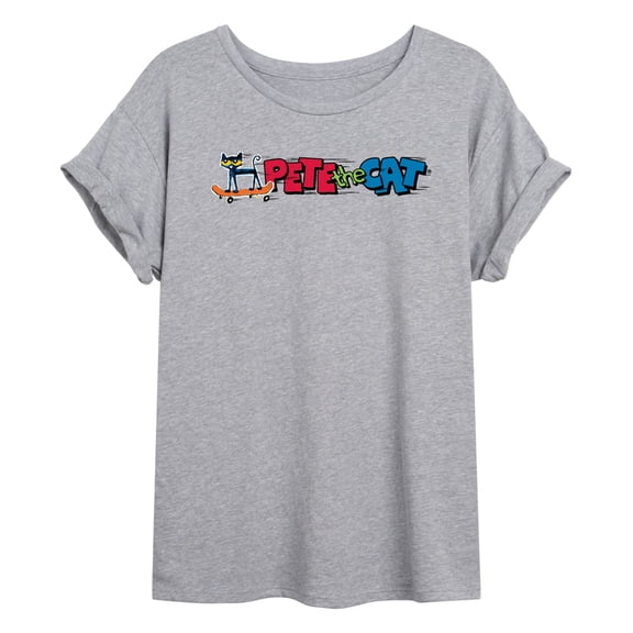 Pete the Cat - Skateboard - Juniors Oversized Graphic T-Shirt