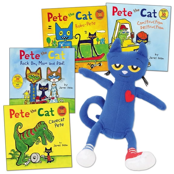 Kaplan Early Learning Pete the Cat Doll and 4 Paperback Book Set