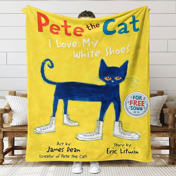 Pete the Cat Throw Blanket Gifts for Fans Lover Girls Boys Women Present Hoodie Him Bed 50"x60"