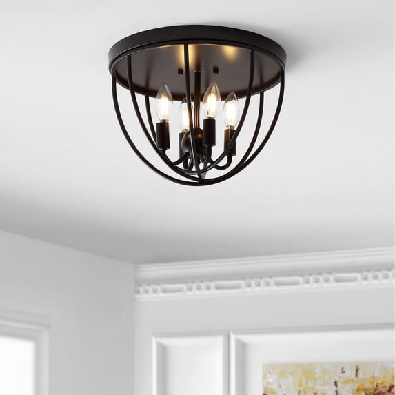 JONATHAN Y Peter 13.75" Metal LED Flush Mount, Oil Rubbed Bronze, JYL9513A