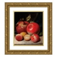 thumbnail image 1 of Peter Baumgras 12x14 Gold Ornate Wood Frame and Double Matted Museum Art Print Titled - Still Life with Apples and Plums (1868), 1 of 4