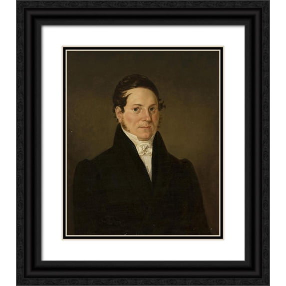 Peter Berggren 15x17 Black Ornate Wood Framed Double Matted Museum Art Print Titled - Portrait of Carl Johann Lorentz (1830)
