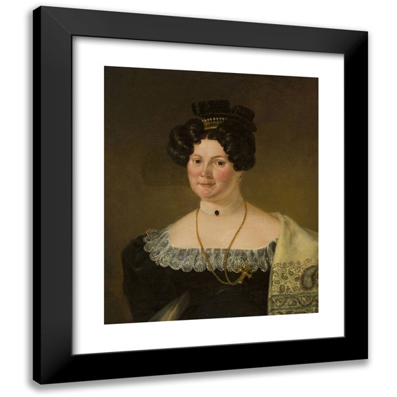 Peter Berggren 15x18 Black Modern Framed Museum Art Print Titled - Portrait of Sara Catarine Lorentz (1830)