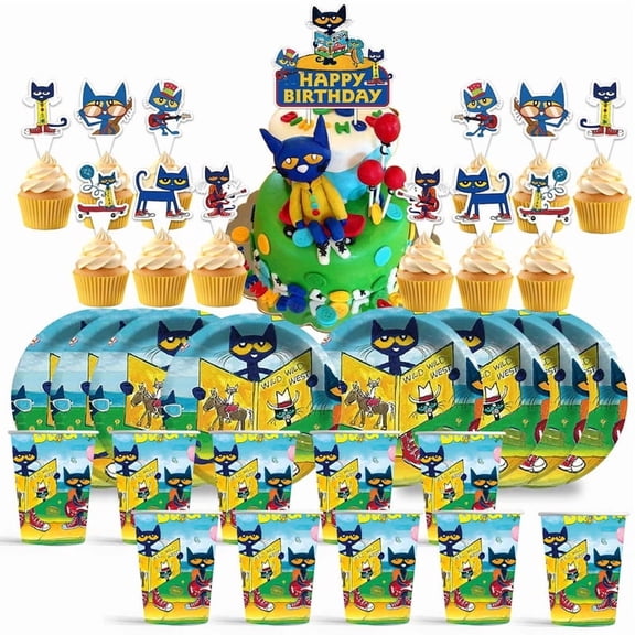 Peter Cat Birthday Cups Party Supplies Plates Decorations Cake Topper Decor