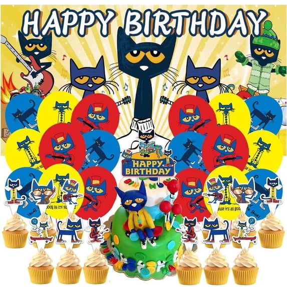 Peter Cat Latex Balloons Party Supplies Decorations Kit Birthday Decor Banner Backdrop