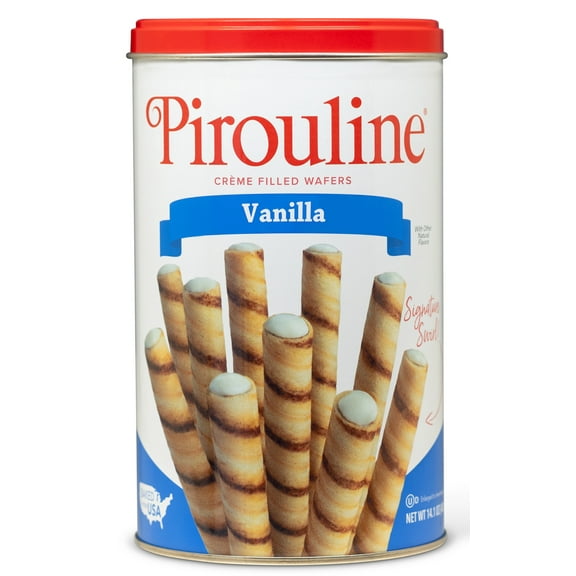 Peter DeBeukelear Creme De Pirouline Rolled Wafers, French Vanilla, 14 Oz Tins, Pack of 6
