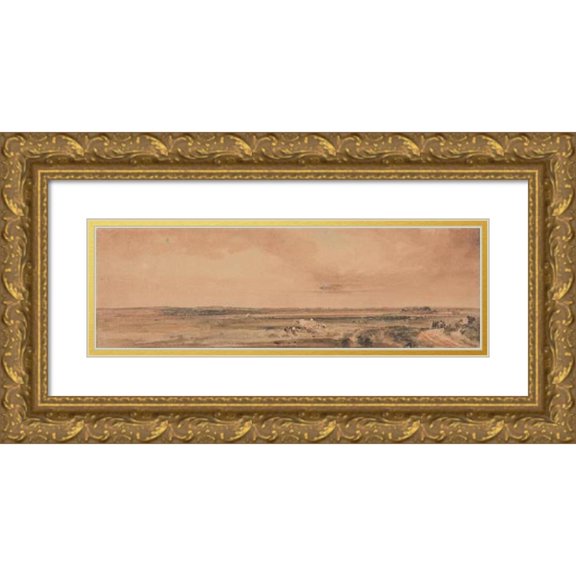 Peter DeWint 14x8 Gold Ornate Wood Frame and Double Matted Museum Art Print Titled - Harvest Time