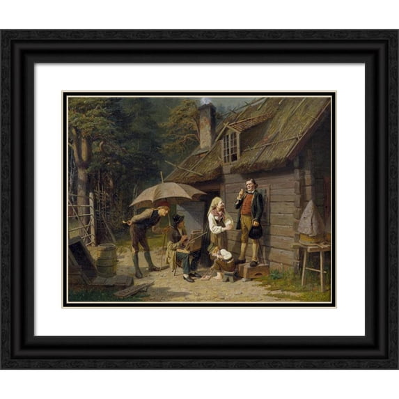 Peter Eskilson 18x15 Black Ornate Wood Framed Double Matted Museum Art Print Titled - A Painter Studying Abroad (1867)