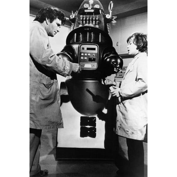 Peter Falk and Lee Montgomery in Columbo 24x36 Poster with Robby the Robot from Mind Over Mayhem episode 1974
