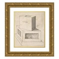 thumbnail image 1 of Peter Flötner 12x13 Gold Ornate Wood Frame and Double Matted Museum Art Print Titled - Perspectival Drawing of a Column Base with Cube (1528), 1 of 4