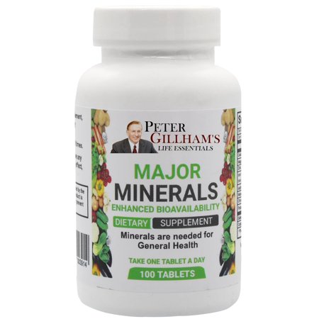 Peter Gillham's Life Essentials Major Minerals 100 Tablets, No Oxide! Easy to Digest Multimineral, Balanced for Men & Woman Bone & Immune System Support with Iron and Potassium