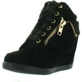 thumbnail image 1 of Peter Gladys24 Kids Black Fashion Leatherette Suede Lace-up High Top Wedge Sneaker Bootie, 1 of 4