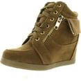 thumbnail image 1 of Peter Gladys24 Kids Tan Fashion Leatherette Suede Lace-up High Top Wedge Sneaker Bootie, 1 of 4