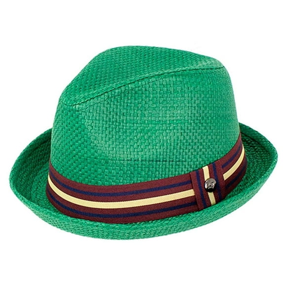 Peter Grimm Depp Style, Natural Straw Trilby Fedora Hats for Men & Women Green XX-Large