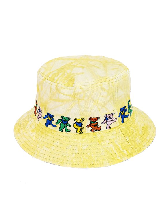 Grateful Dead Teddy Bucket Hat - Unisex Sun Hat for Men Women - Perfect for Hiking, Beach, Fishing, Summer - 100% Cotton Teddy Bucket Yellow