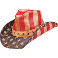 thumbnail image 1 of Peter Grimm Justice Drifter Hat - Antiqued American Flag, 1 of 5