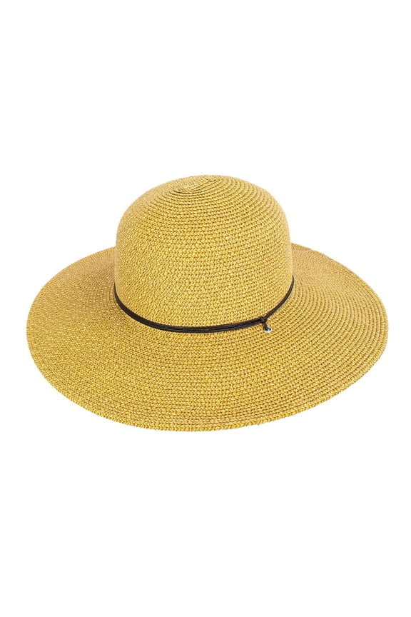 Women's Corina Resort Packable Summer Toyo Straw Sun Hat with 4" Brim & Chin Cord, Tan