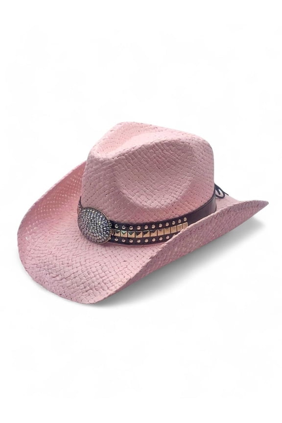 Women's Gila Drifter Rhinestone Cowgirl Hat, Pink, Black Rhinestone Band