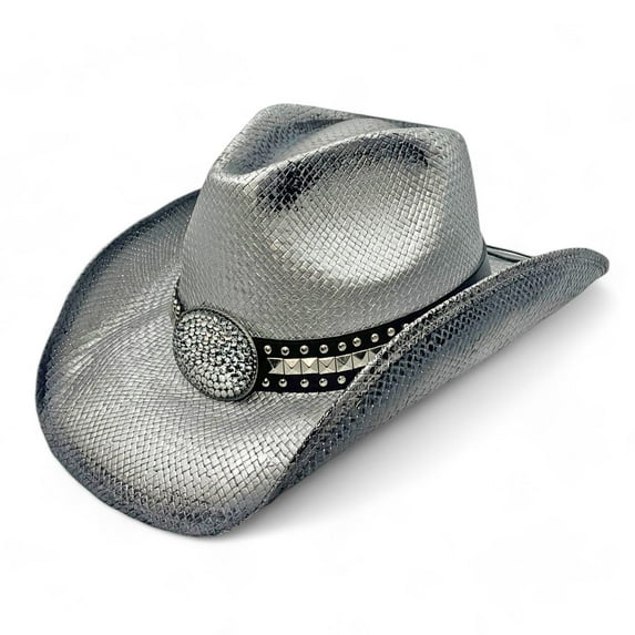 Peter Grimm Women's Gila Drifter Rhinestone Cowgirl Hat, Vintage Silver, One Size