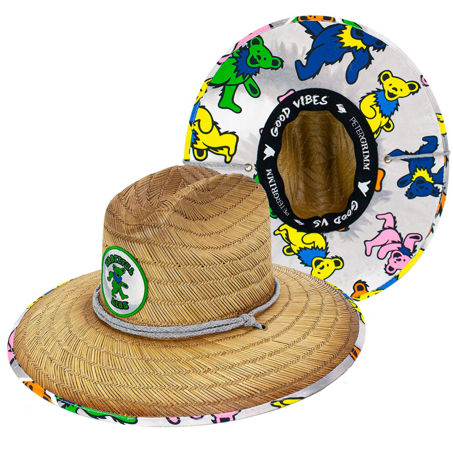 Cappello Trucker Grateful Dead Peter Grimm – Stealie Navy/Tan, Snapback Regolabile, Fatto A Mano USA