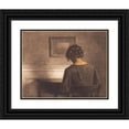 thumbnail image 1 of Peter Ilsted 14x12 Black Ornate Wood Framed Double Matted Museum Art Print Titled: Young Girl by a Semi-Circular Table (1909), 1 of 5