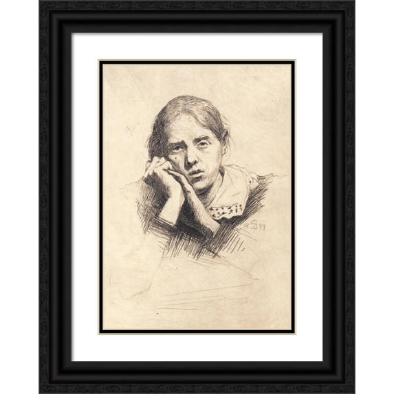 Peter Ilsted 14x18 Black Ornate Wood Framed Double Matted Museum Art Print Titled - Portrait of My Wife (1899)