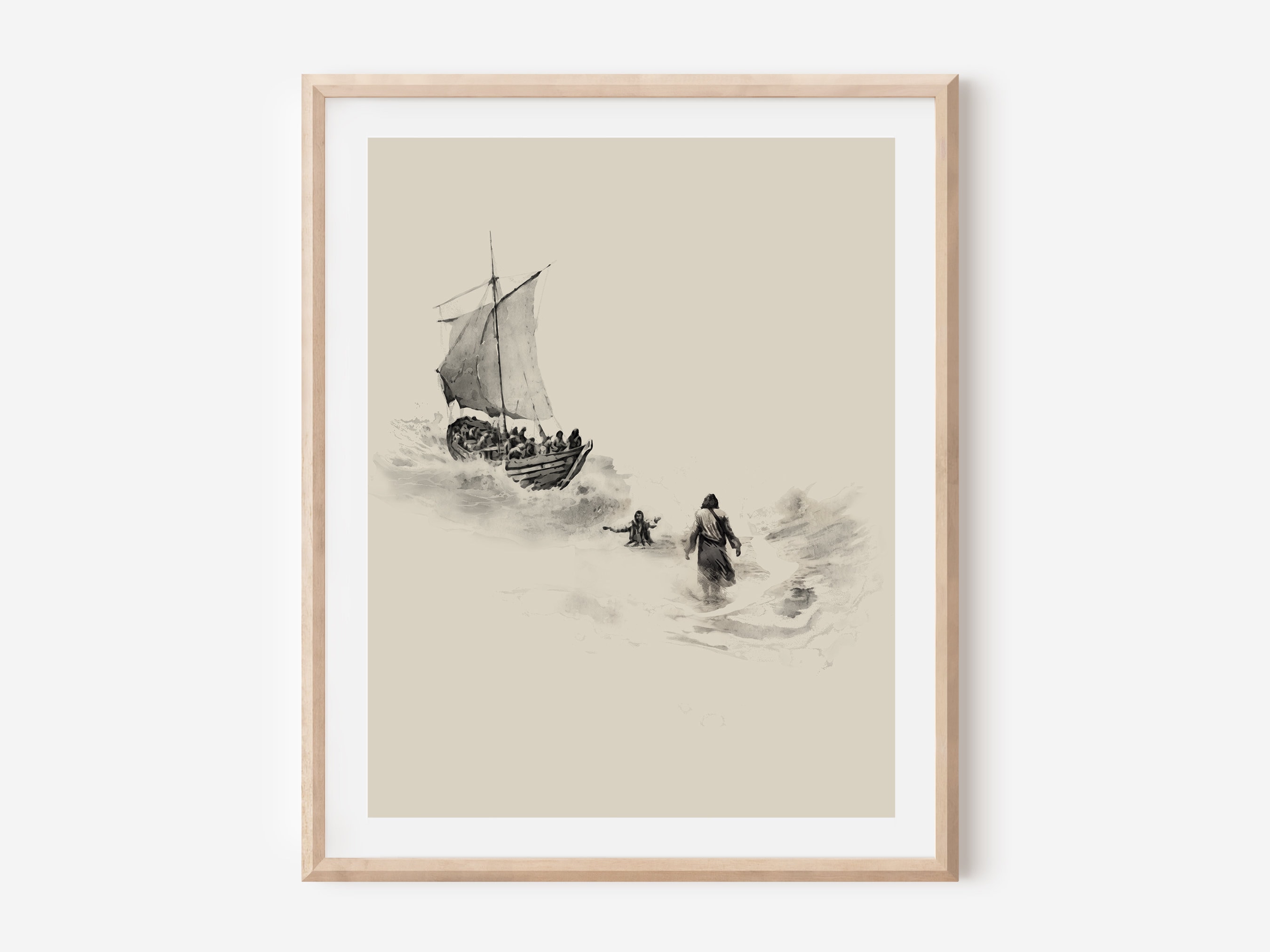 Peter And Jesus Walk On Water Christian Poster Print Picture Bible ...