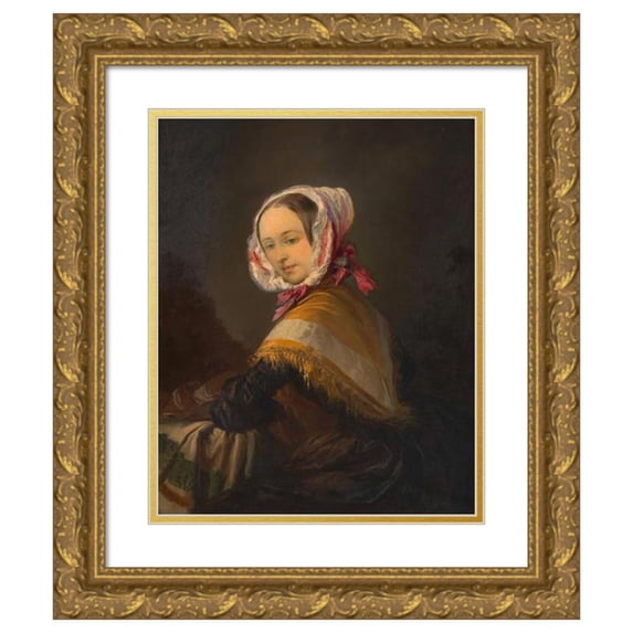 Peter Johann Nepomuk Geiger 20x24 Gold Ornate Framed and Double Matted Museum Art Print Titled - Theresia Elisabeth Kornhausl (Wife of the Artist) (Around 1826-1828)