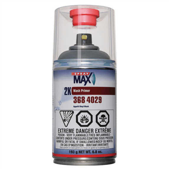 SprayMax 3684029 2K Wash Primer, 6.8 oz Aerosol Can, Matte Olive Gray, 37 sq-ft/gal Coverage