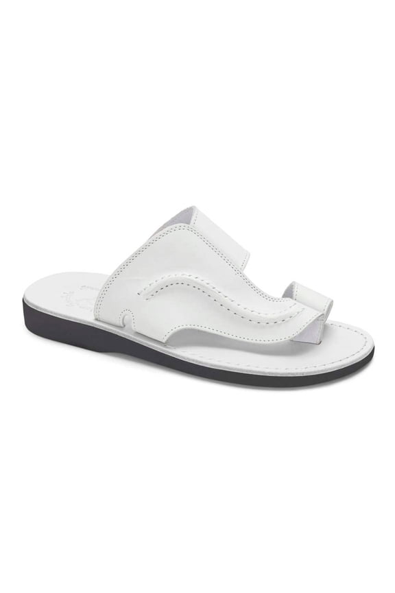 Peter - Leather Toe Strap Sandal | White