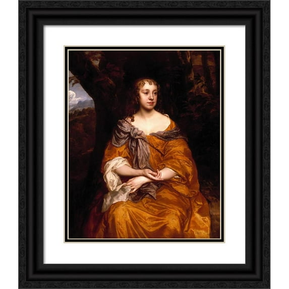 Peter Lely 20x24 Black Ornate Framed Double Matted Museum Art Print Titled: Portrait of Miss Wharton (1660)