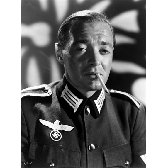 Peter Lorre Smoking Cigarette wearing Rank Official Uniform in Black and White Portrait Photo Print (8 x 10)
