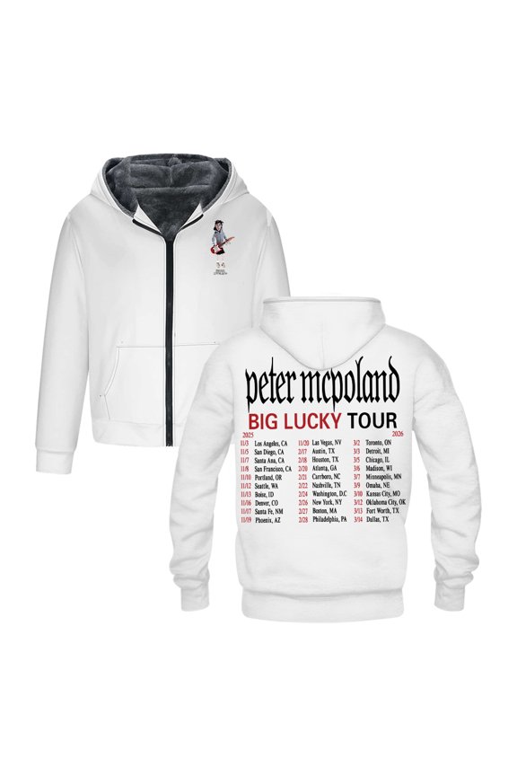 Peter McPoland Big Lucky Tour 2026 Zip Up Hoodie Long Sleeve Jacket Parkas Women Men Outerwear Coat