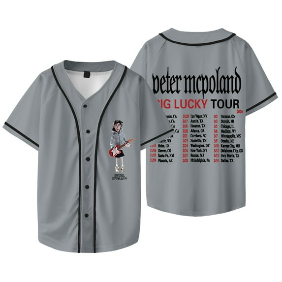 Peter McPoland Big Lucky Tour Baseball Jacket Tee Women Men Fashion V-neck Short Sleeve T-shirts