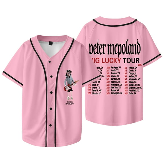 Peter McPoland Big Lucky Tour Baseball Jacket Tee Women Men Fashion V-neck Short Sleeve T-shirts