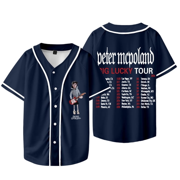 Peter McPoland Big Lucky Tour Baseball Jacket Tee Women Men Fashion V-neck Short Sleeve T-shirts