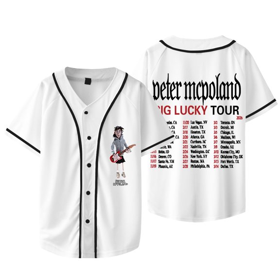 Peter McPoland Big Lucky Tour Baseball Jacket Tee Women Men Fashion V-neck Short Sleeve T-shirts
