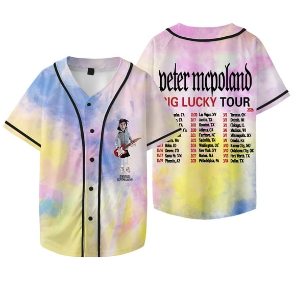 Peter McPoland Big Lucky Tour Baseball Jacket Tee Women Men Fashion V-neck Short Sleeve T-shirts