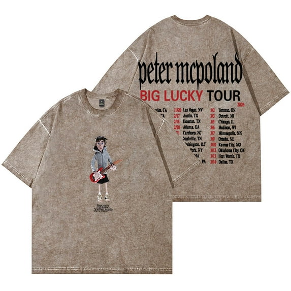 Peter McPoland Big Lucky Tour Merch Vintage Wash T-Shirts Women Men Fashion Cotton Short Sleeve Tee