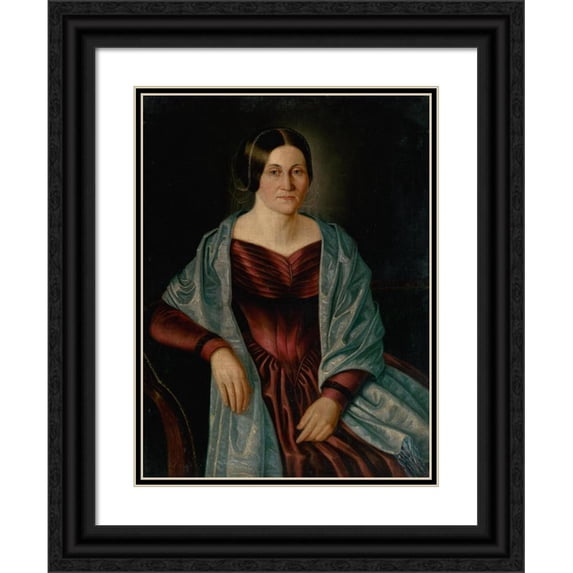 Peter Michal Bohúň 15x18 Black Ornate Wood Framed Double Matted Museum Art Print Titled - Portrait of Mrs. Metal (1848)