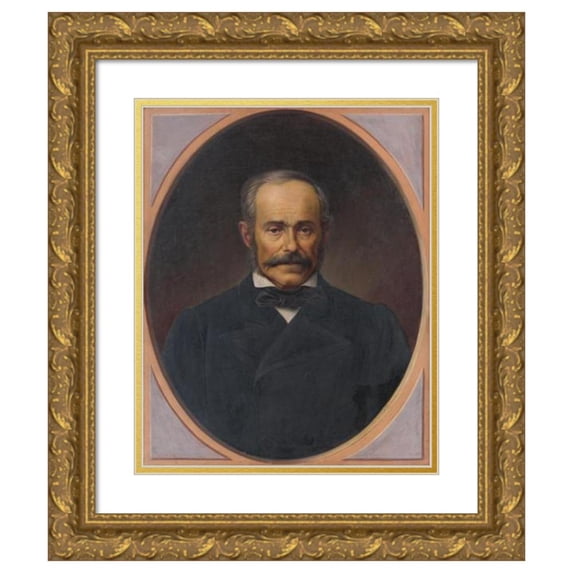 Peter Michal Bohúň 15x18 Gold Ornate Wood Frame and Double Matted Museum Art Print Titled - Portrait of a Gentleman (1875-1879)